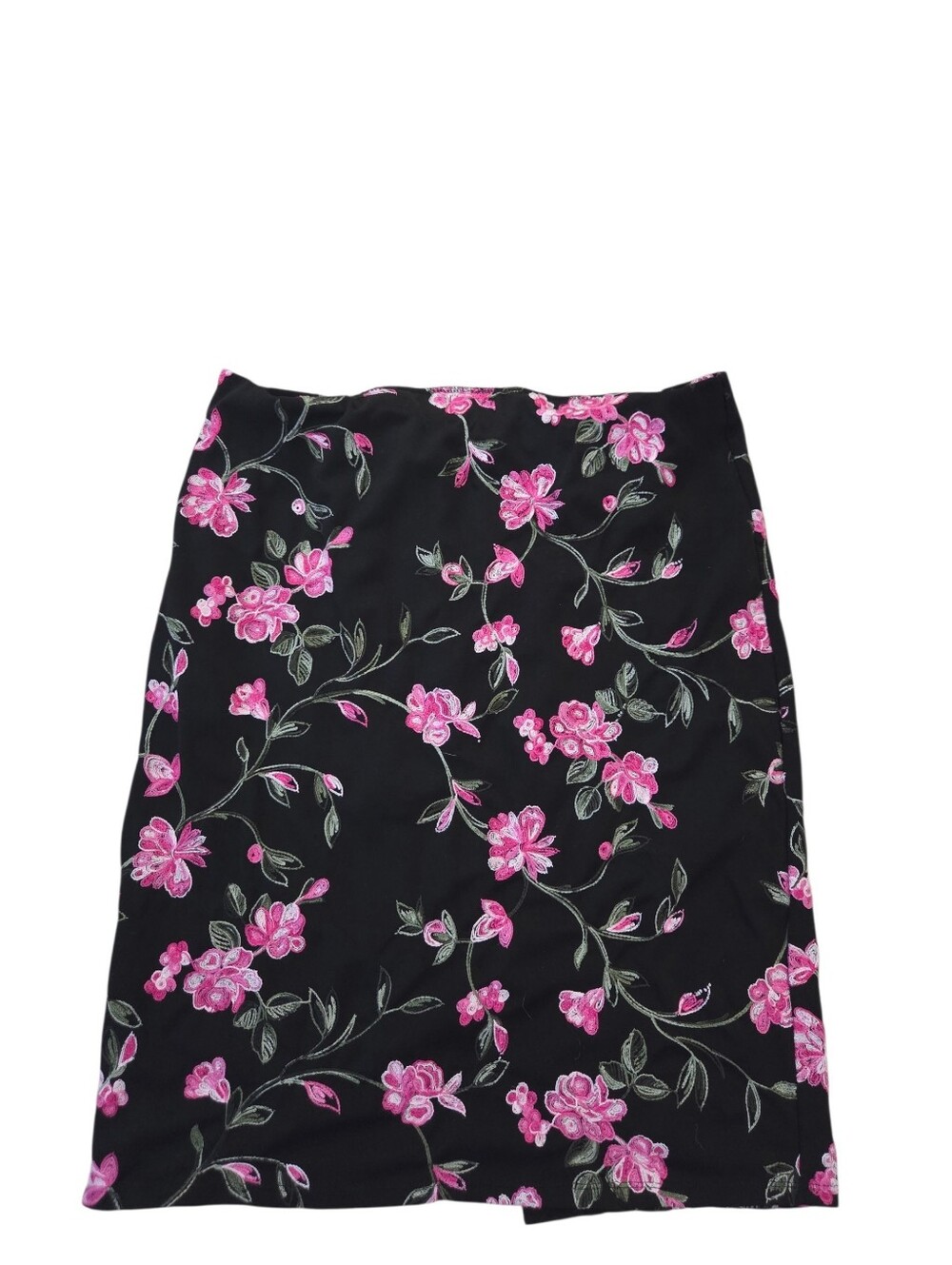 New York Clothing and Co black embroidered floral pencil skirt, L. EUC.